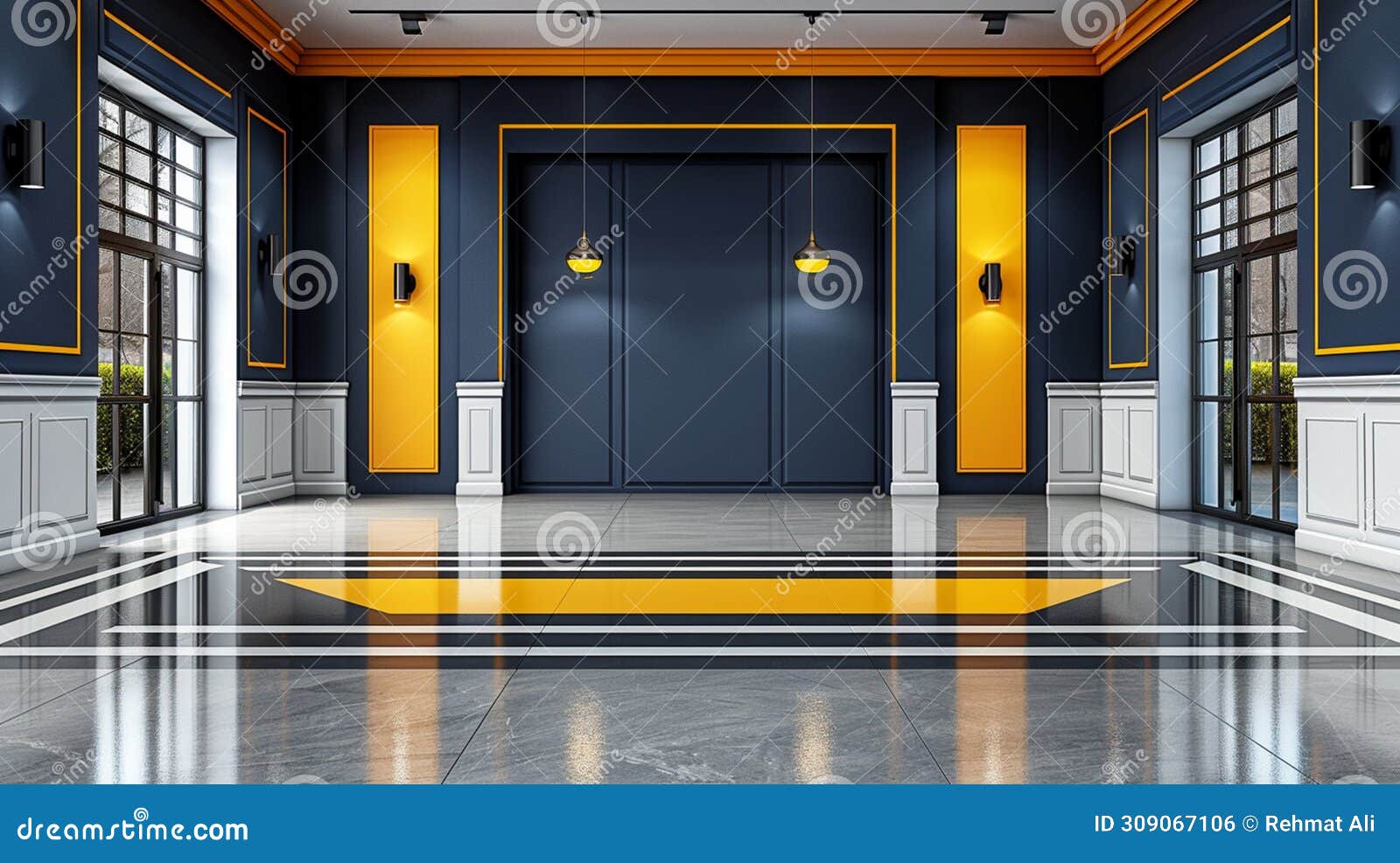 Modern Powder Blue and Chetwode Blue Zoom Virtual Background 3d Render