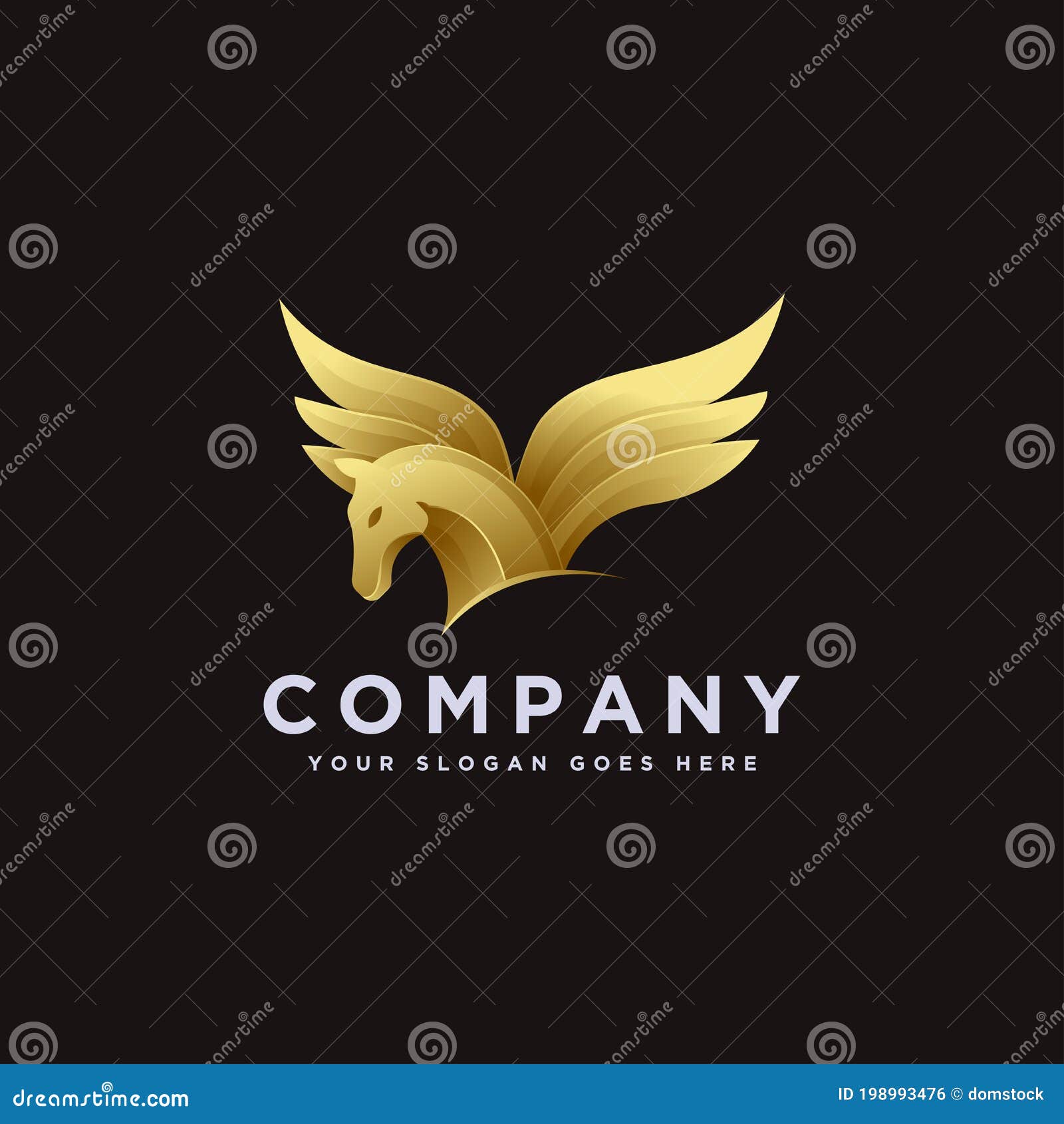 Modern Powerful Elegance Gold Pegasus Logo Icon Vector Illustration