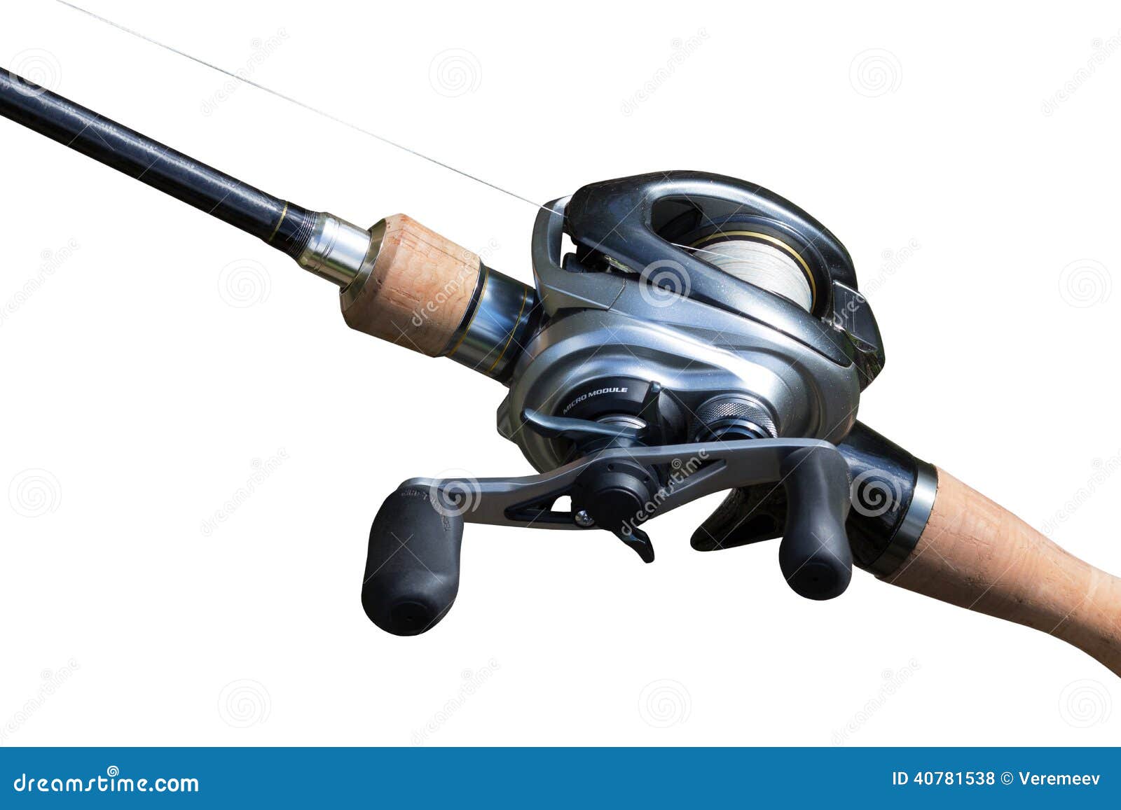 Modern Powerful Fishing Reel Spinning Stock Photo - Image of background,  gold: 40781538