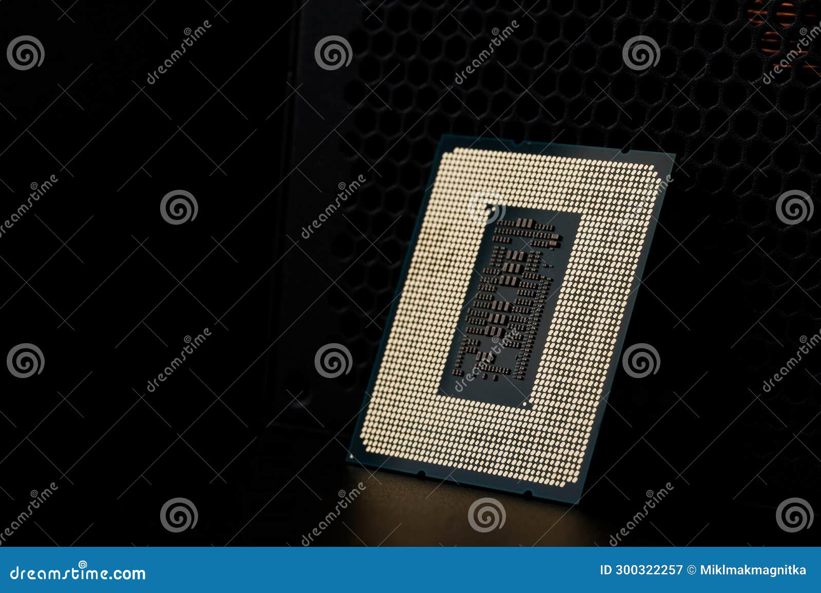 modern powerful multi-core personal computer processor with a built-in video core on a black industrial background. new generation
