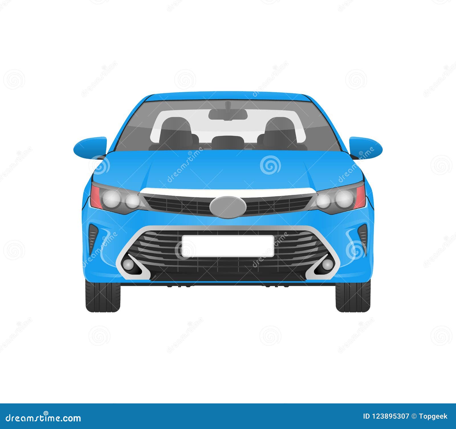 modern practical car in blue corpus front view