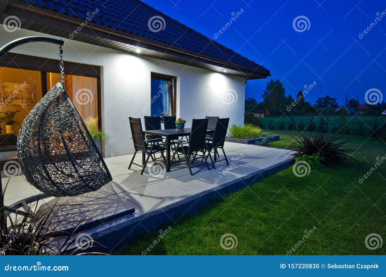 modern private house terrace  in summer