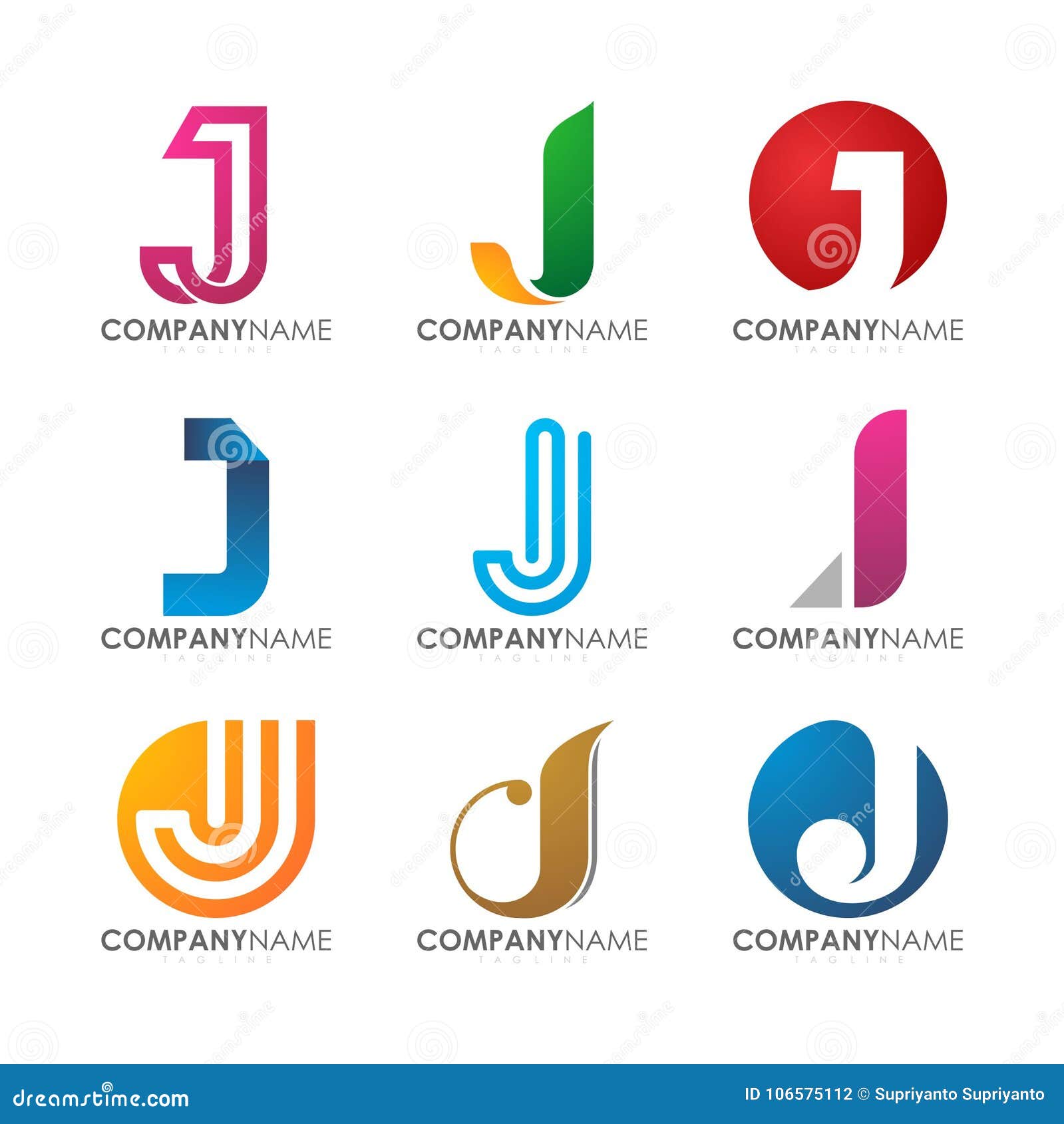 Modern Professional J Logo Design For Company Logo Set Stock Vector Illustration Of Businesscard Icon