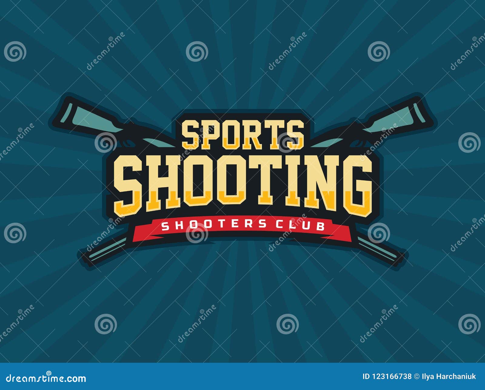 Modern Professional Vector Emblem Shooting for Shooters Club in Blue