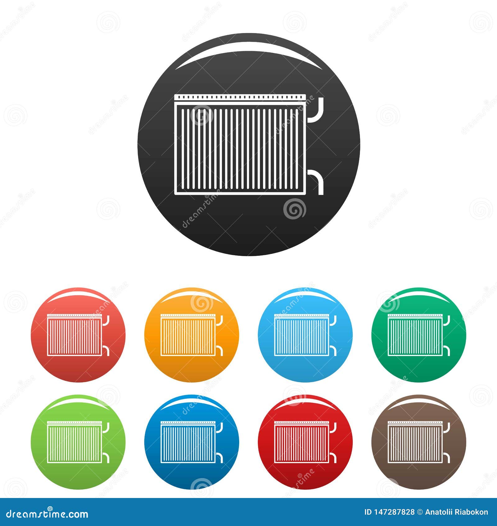 Modern Radiator Icons Set Color Stock Vector Illustration of