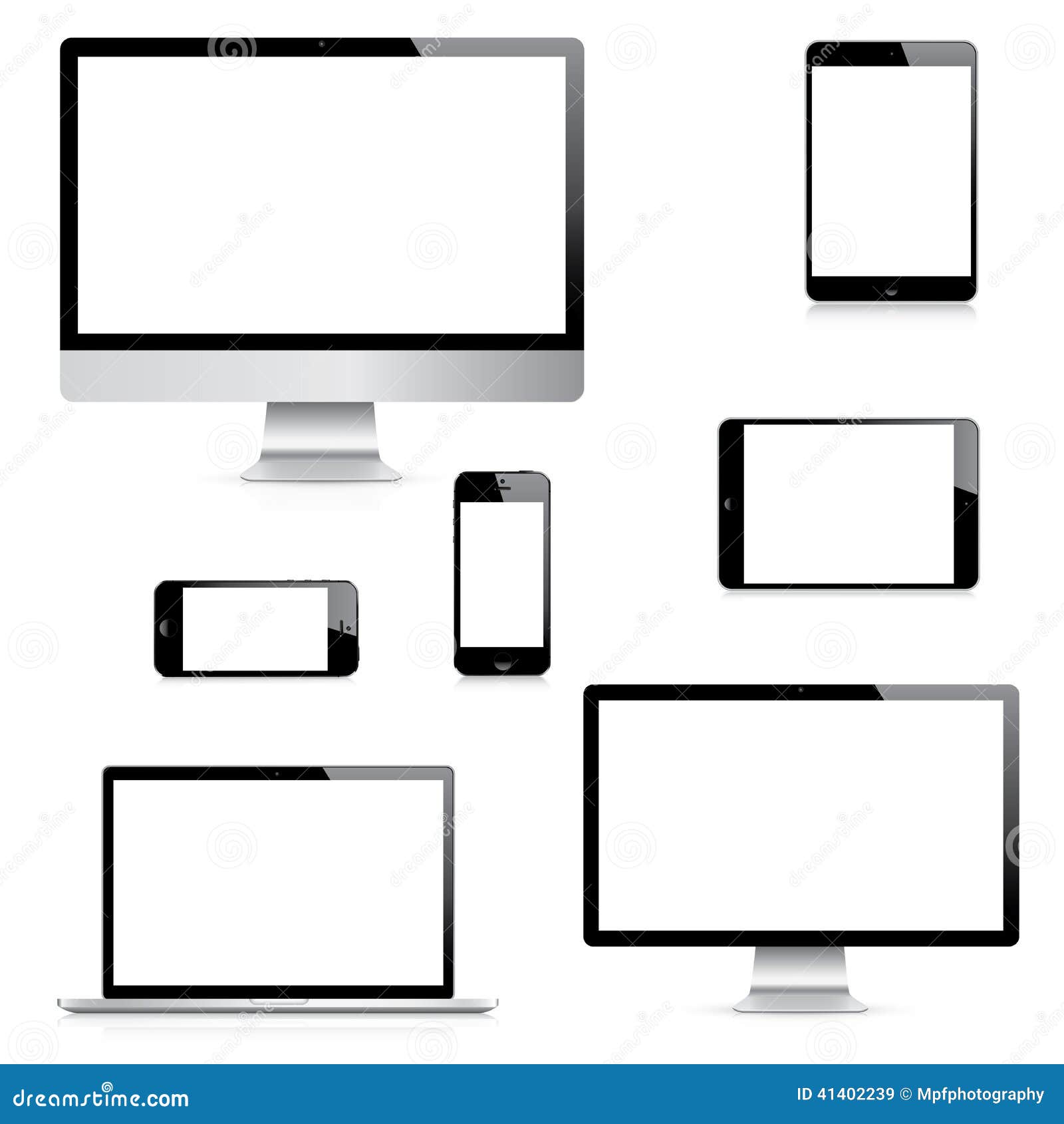 modern realistic computer, laptop, tablet and smartphone s set