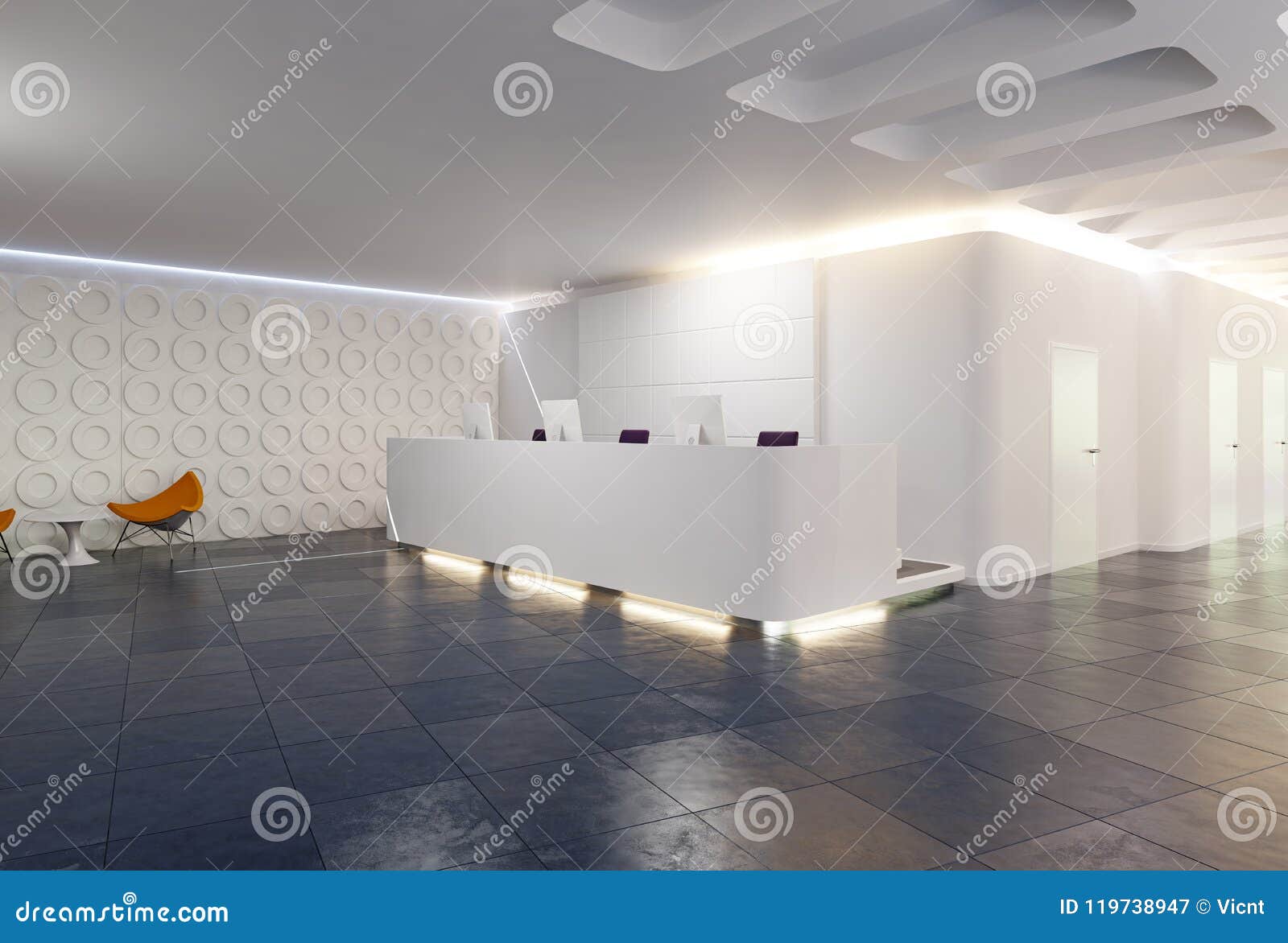 Modern Reception Desk Design Stock Illustration Illustration Of