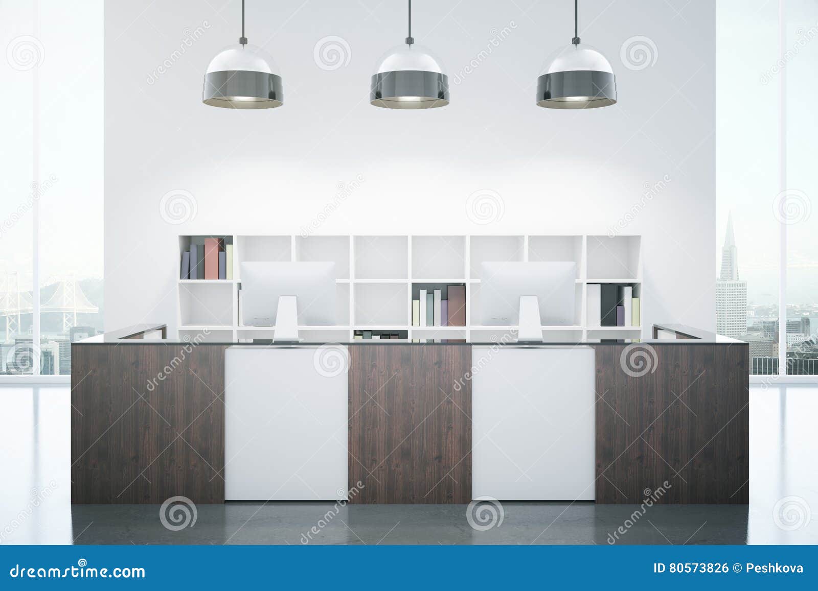 Modern Reception Desk Stock Illustration Illustration Of
