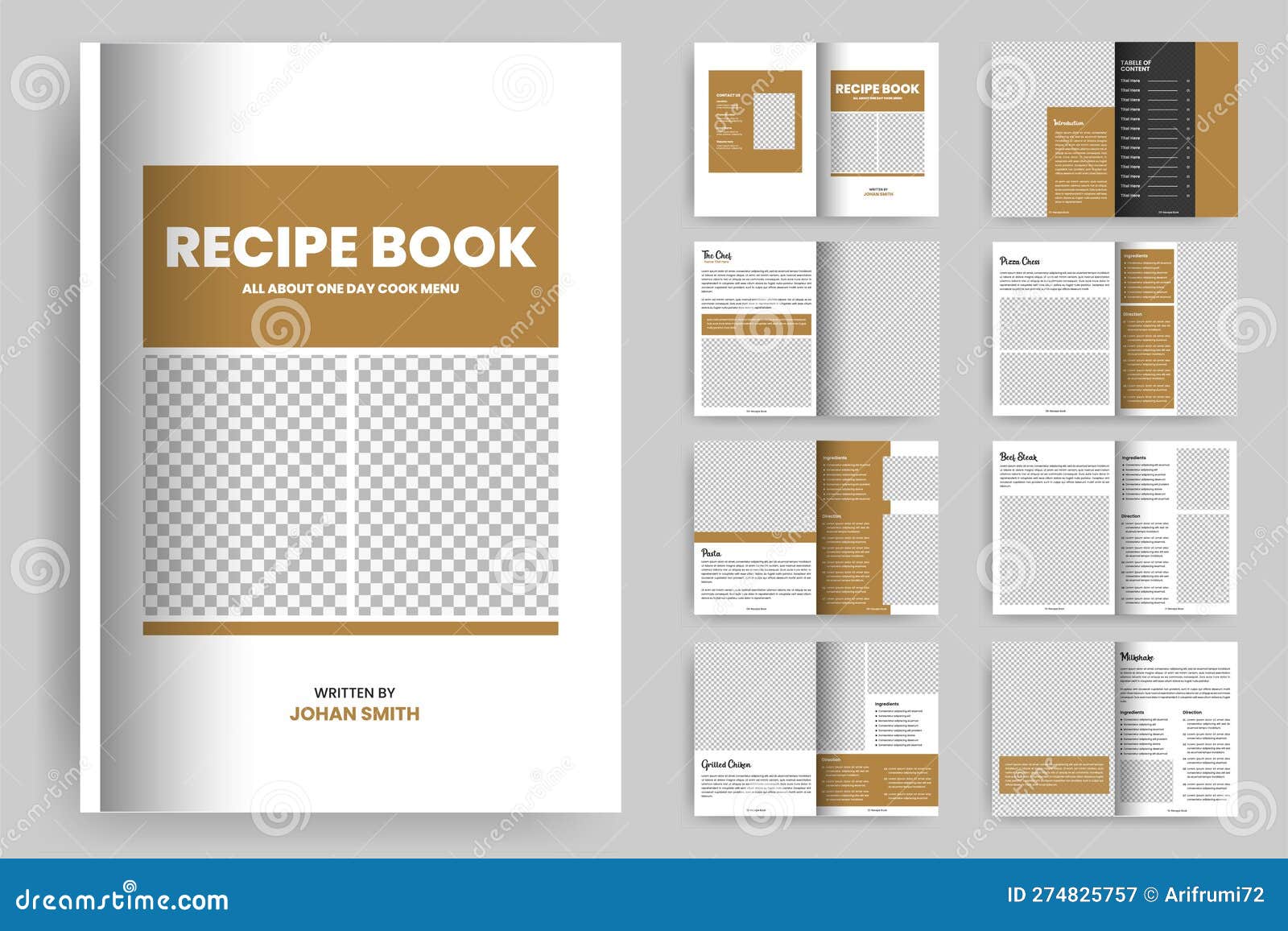 Cookbook Magazine Layout Design and Recipe Book Template