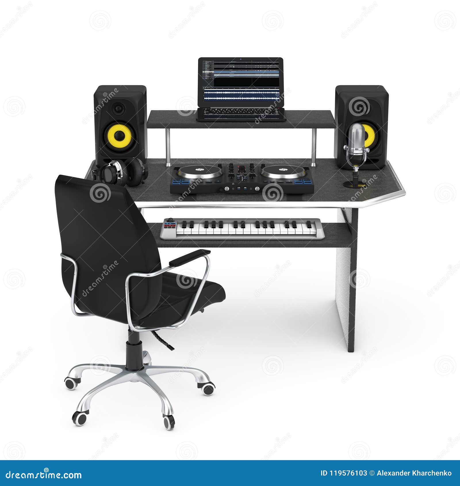 Modern Recording Music Home Studio with Electronic Equipment and