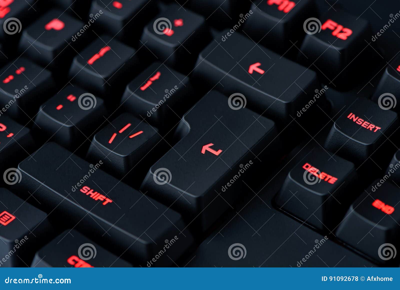 Modern Red Backlit Keyboard, Concept Computer Technology Background