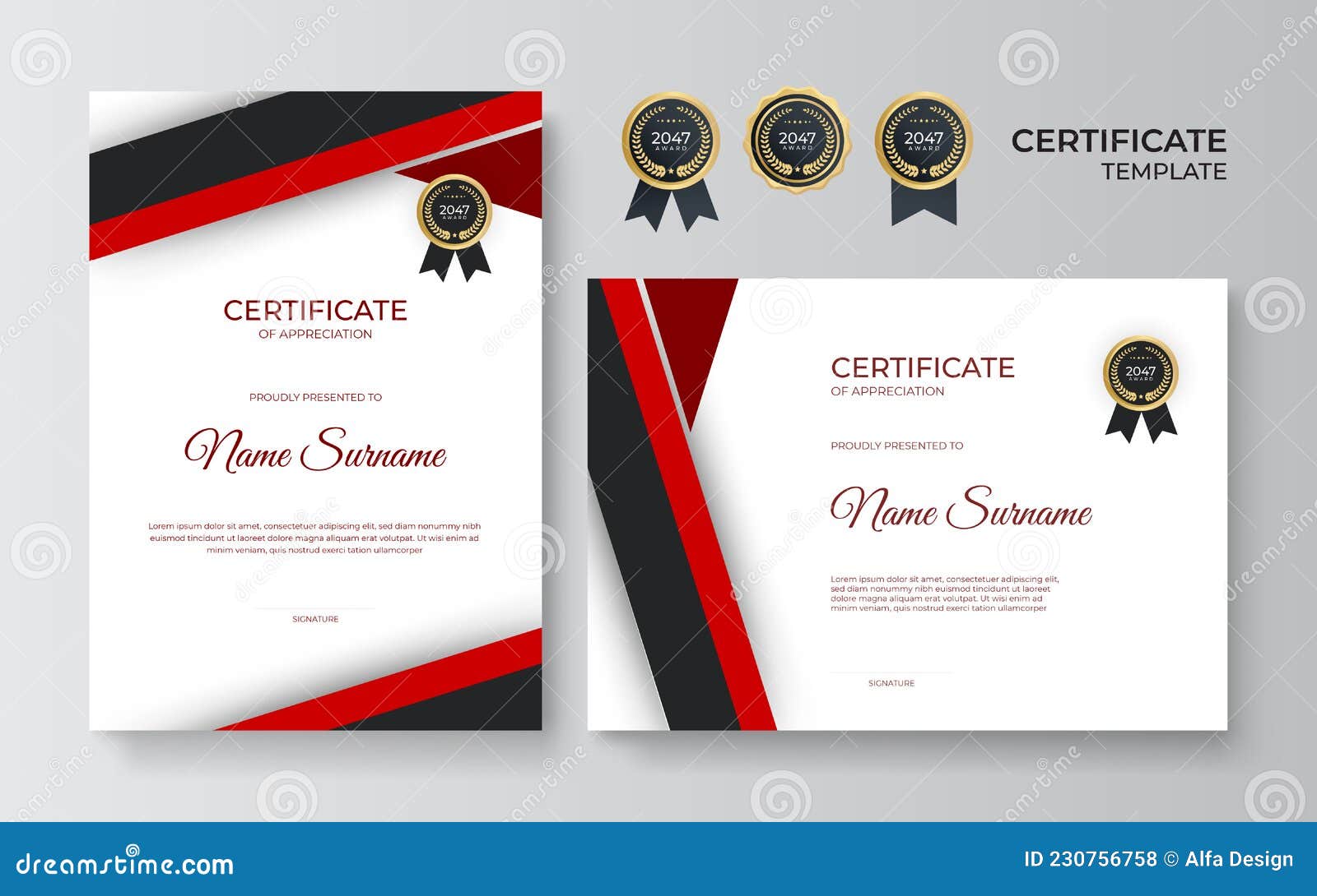 Modern Red Black Certificate. Certificate of Appreciation Template, Red ...