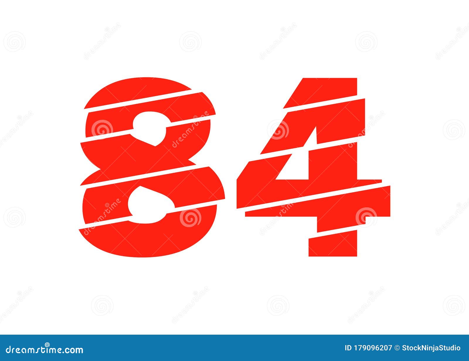 Modern Red 84 Number Design Vector Illustration. Numeral Vector Trendy