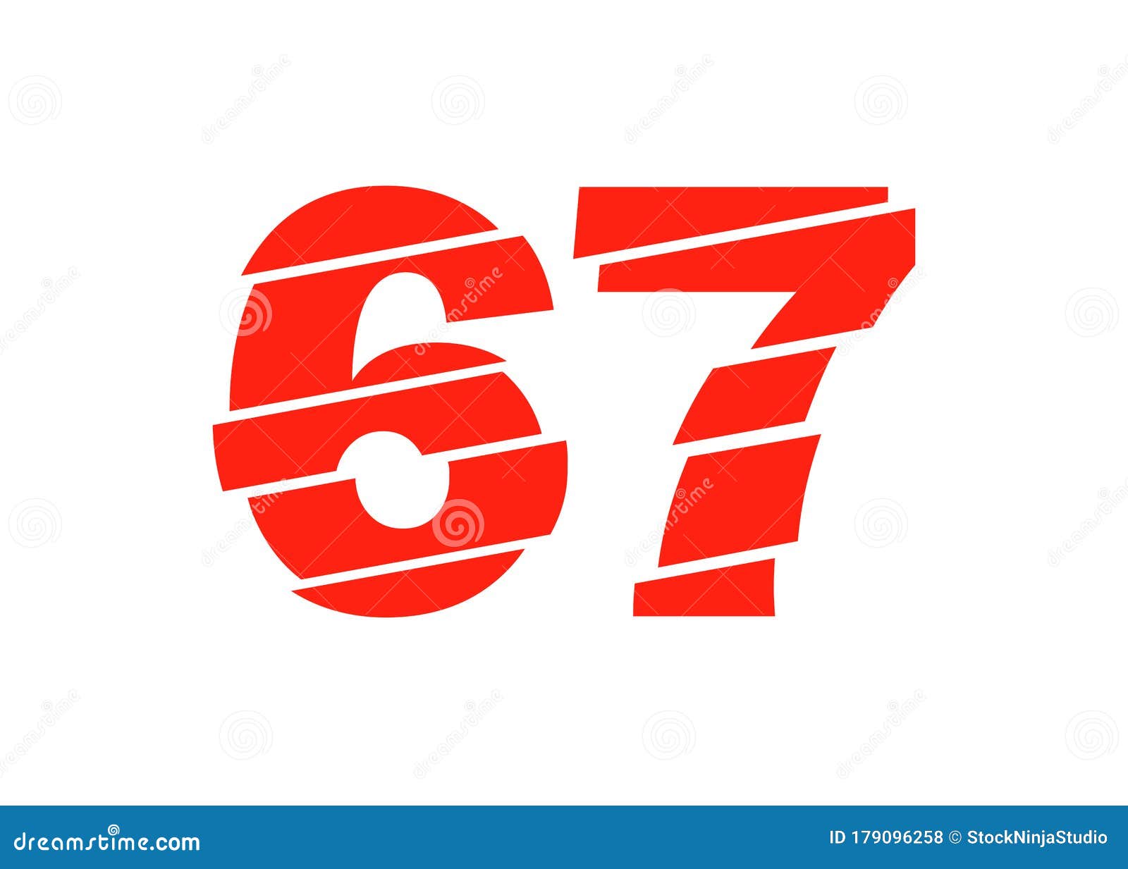 Modern Red 67 Number Design Vector Illustration. Numeral Vector Trendy ...