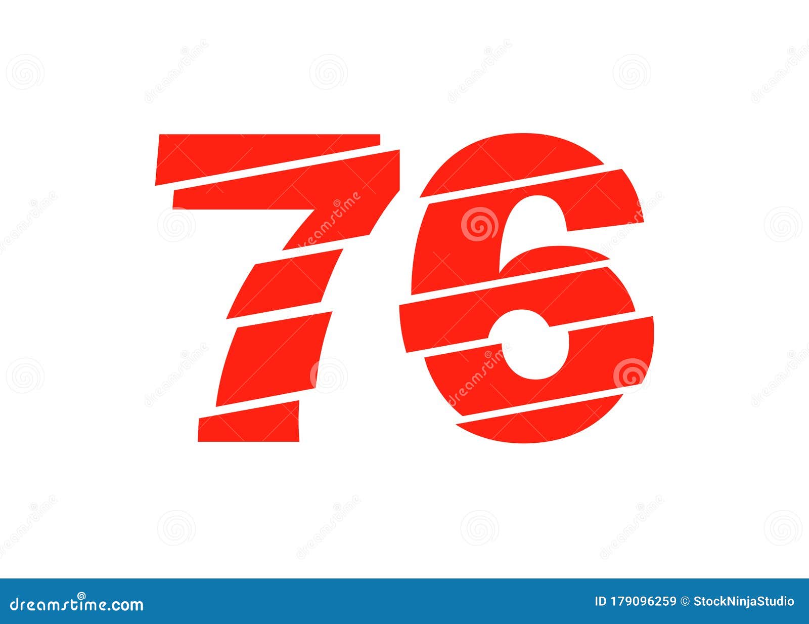 Modern Red 76 Number Design Vector Illustration. Numeral Vector Trendy