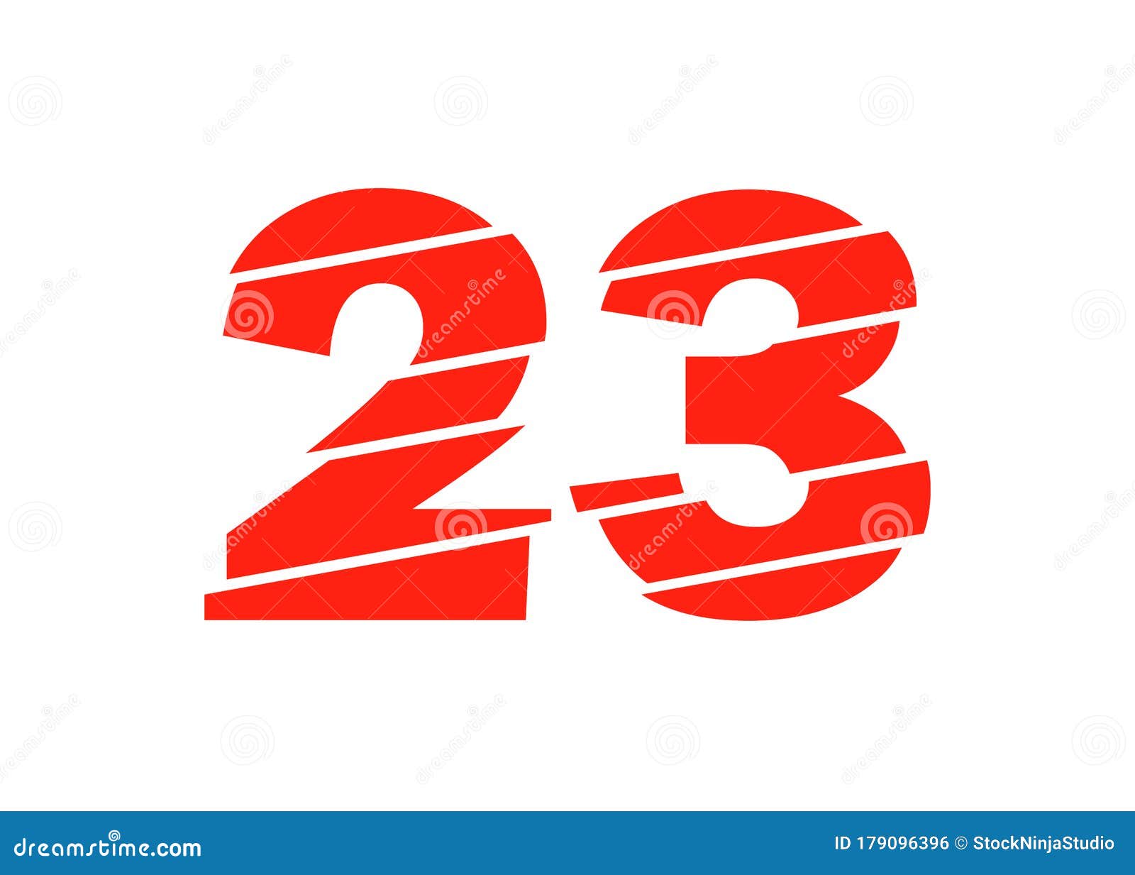 140 3 Is 23 Of What Number Modern Red 23 Number Design Vector Illustration. Numeral Vector Trendy