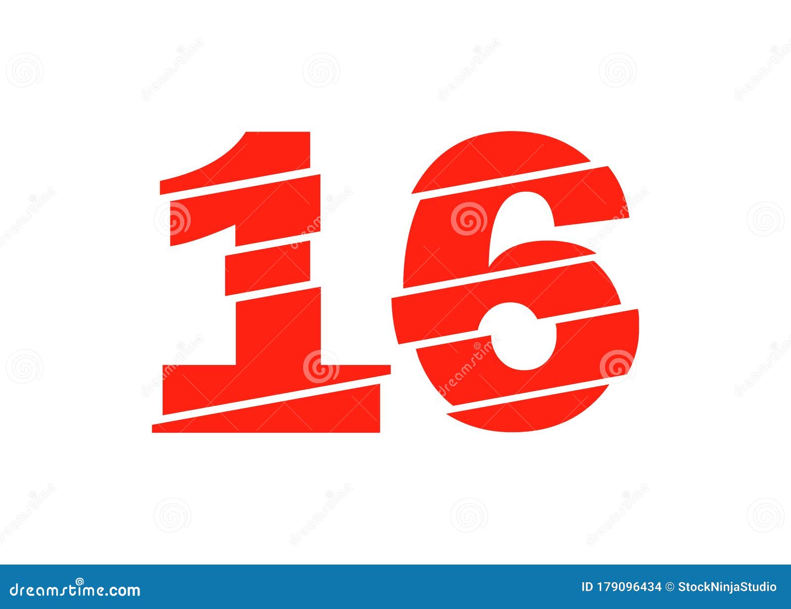 Modern Red 16 Number Design Vector Illustration. Numeral Vector Trendy ...