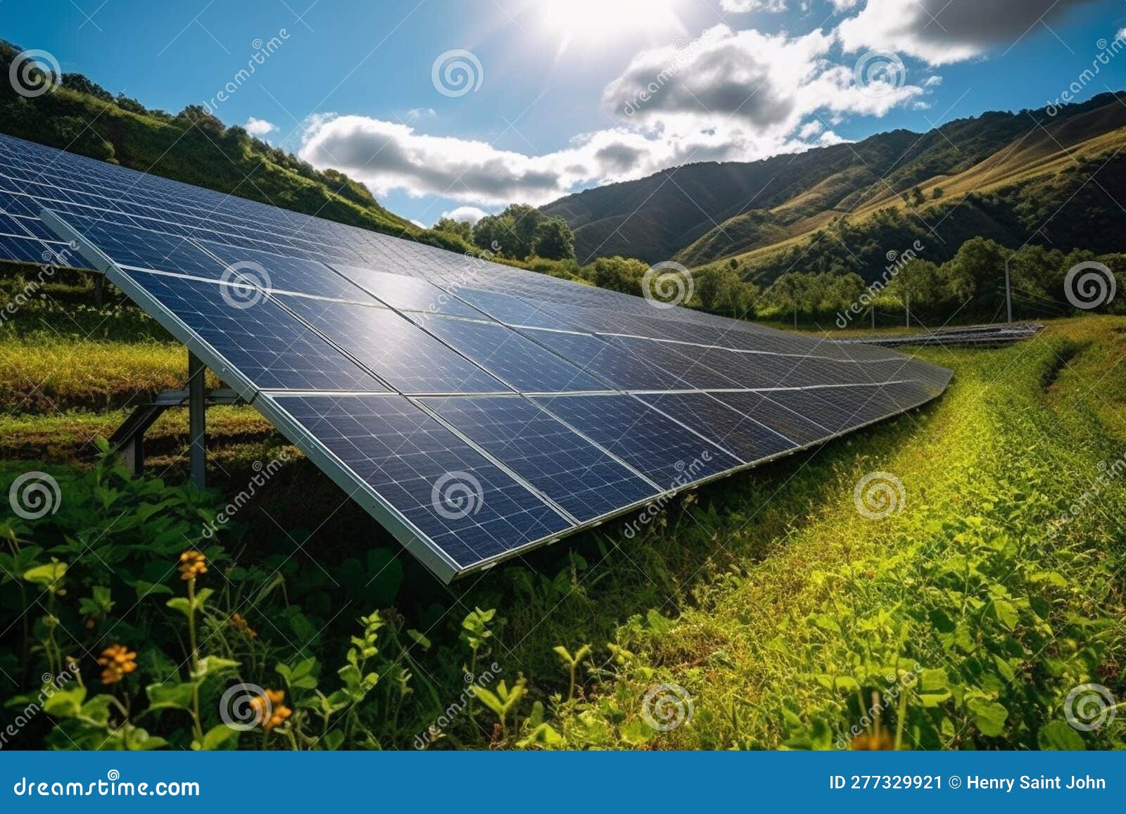 Modern Renewable Energy Solutions Solar, Wind, and Hydro Power Stock
