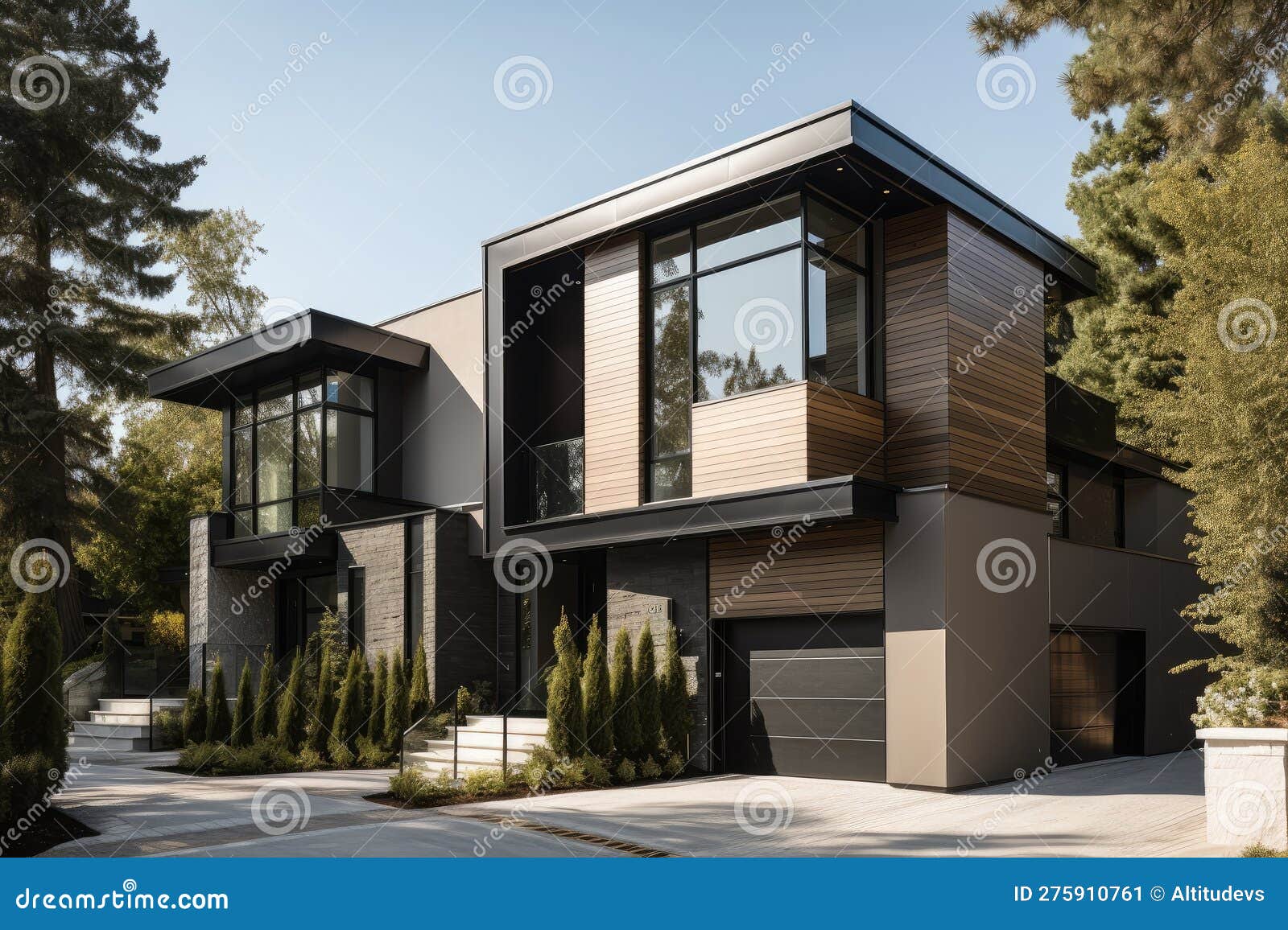 Modern Residential Home with Sleek and Contemporary Exterior, Featuring