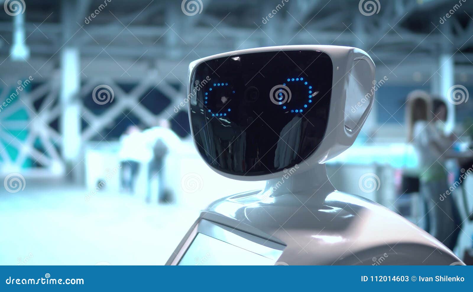 Modern Robotic Technologies. the Robot Looks at the Camera at the