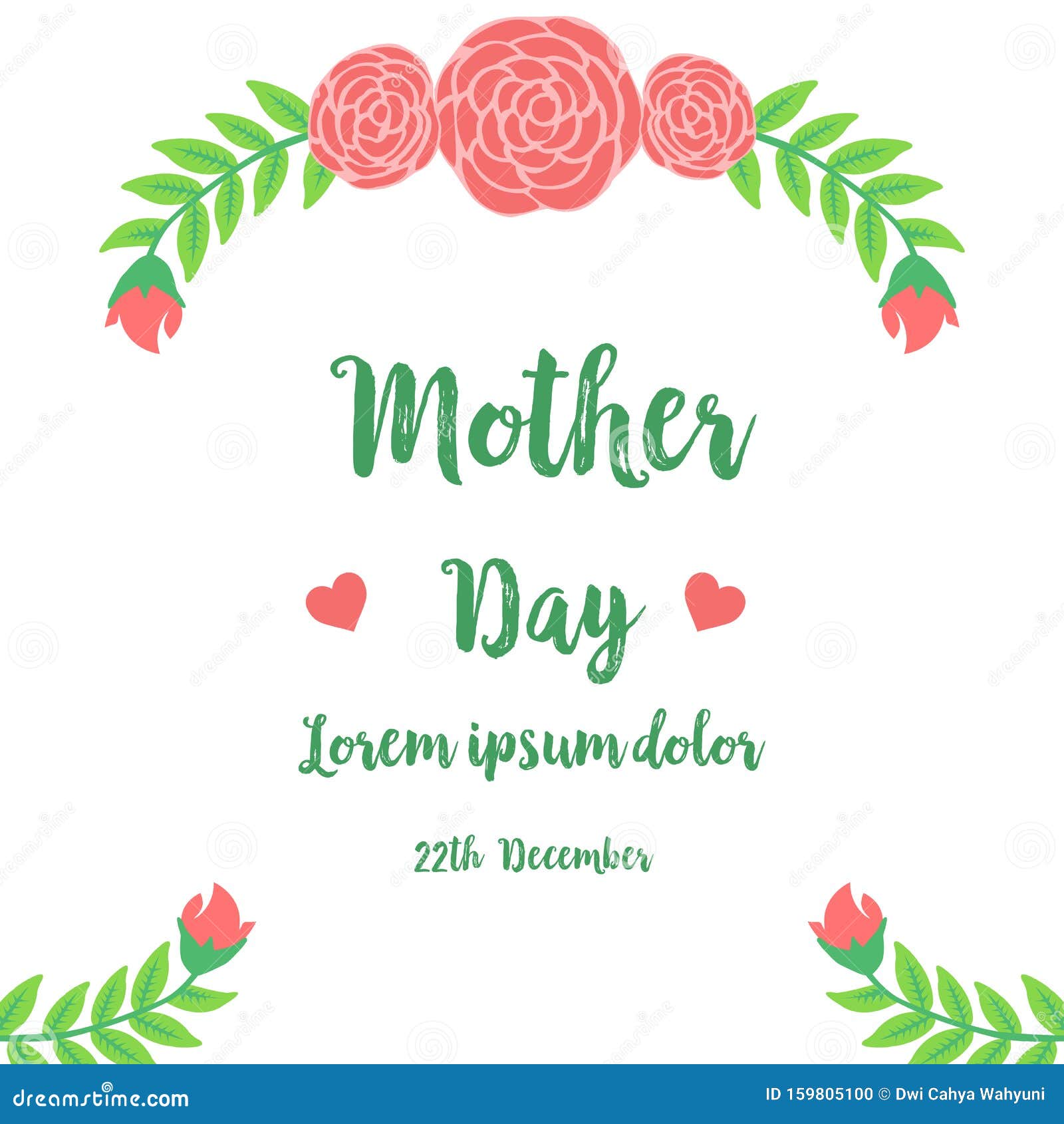 Modern Rose Flower Frame For Text Of Mother Day. Vector ...