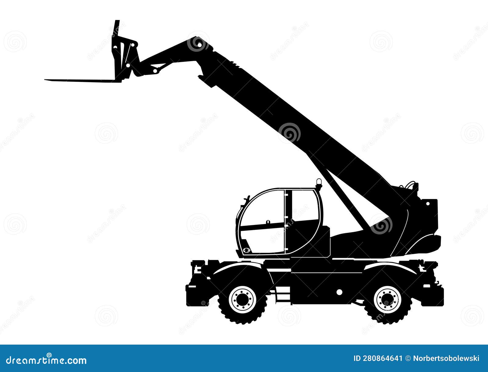 Modern Rotating Telehandler. Vector. Stock Vector Illustration of