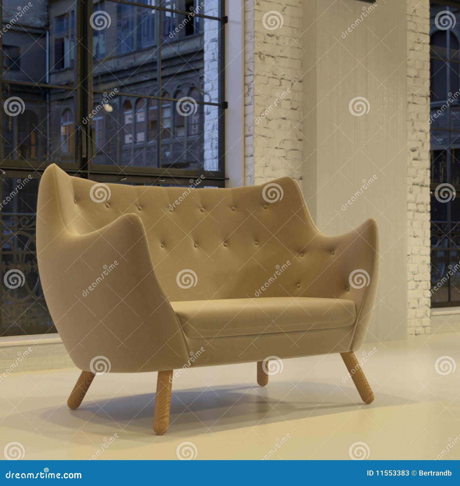 Modern Round Velvet Sofa in Loft Stock Illustration Illustration of room, floor 11553383