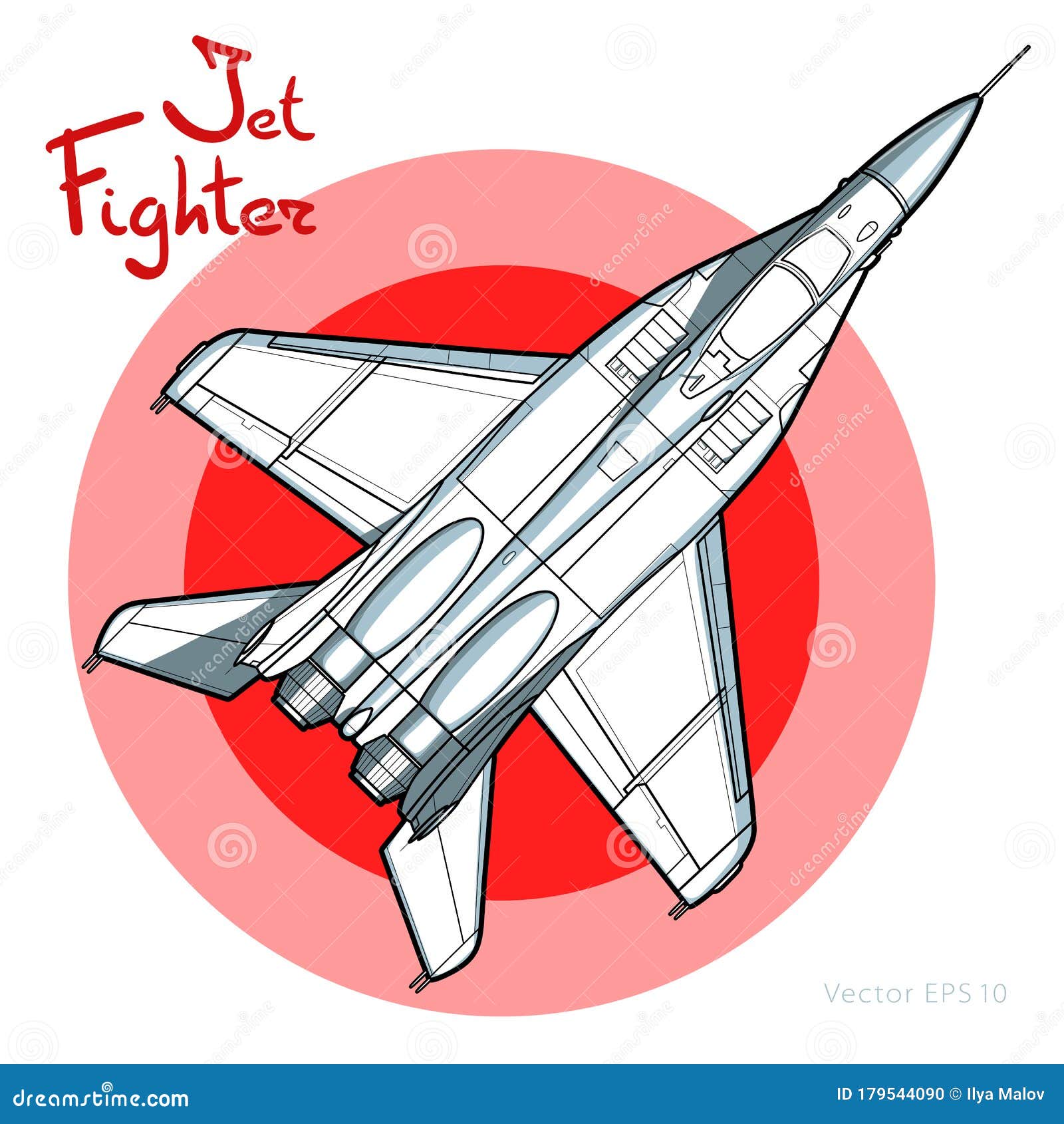 Modern Russian Jet Fighter Aircraft. Vector Draw Stock Vector -  Illustration Of Fight, Piloting: 179544090