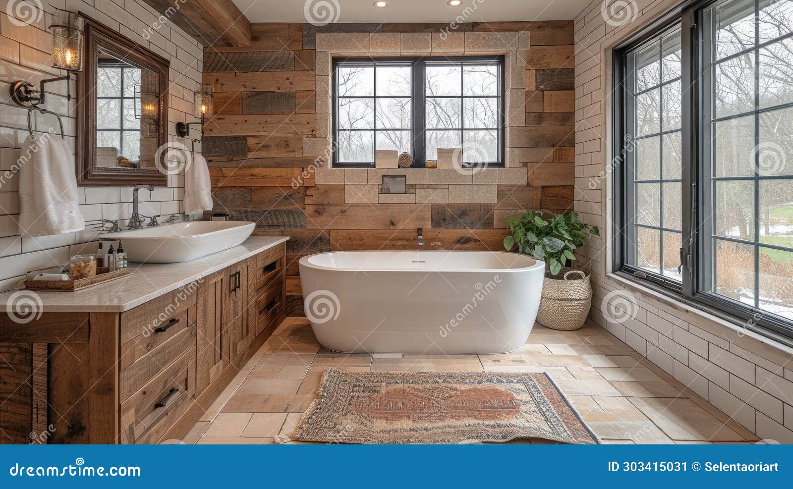 Modern Rustic Bathroom Concept Stock Illustration - Illustration of twist,  elegant: 303415031, image size:1600x987