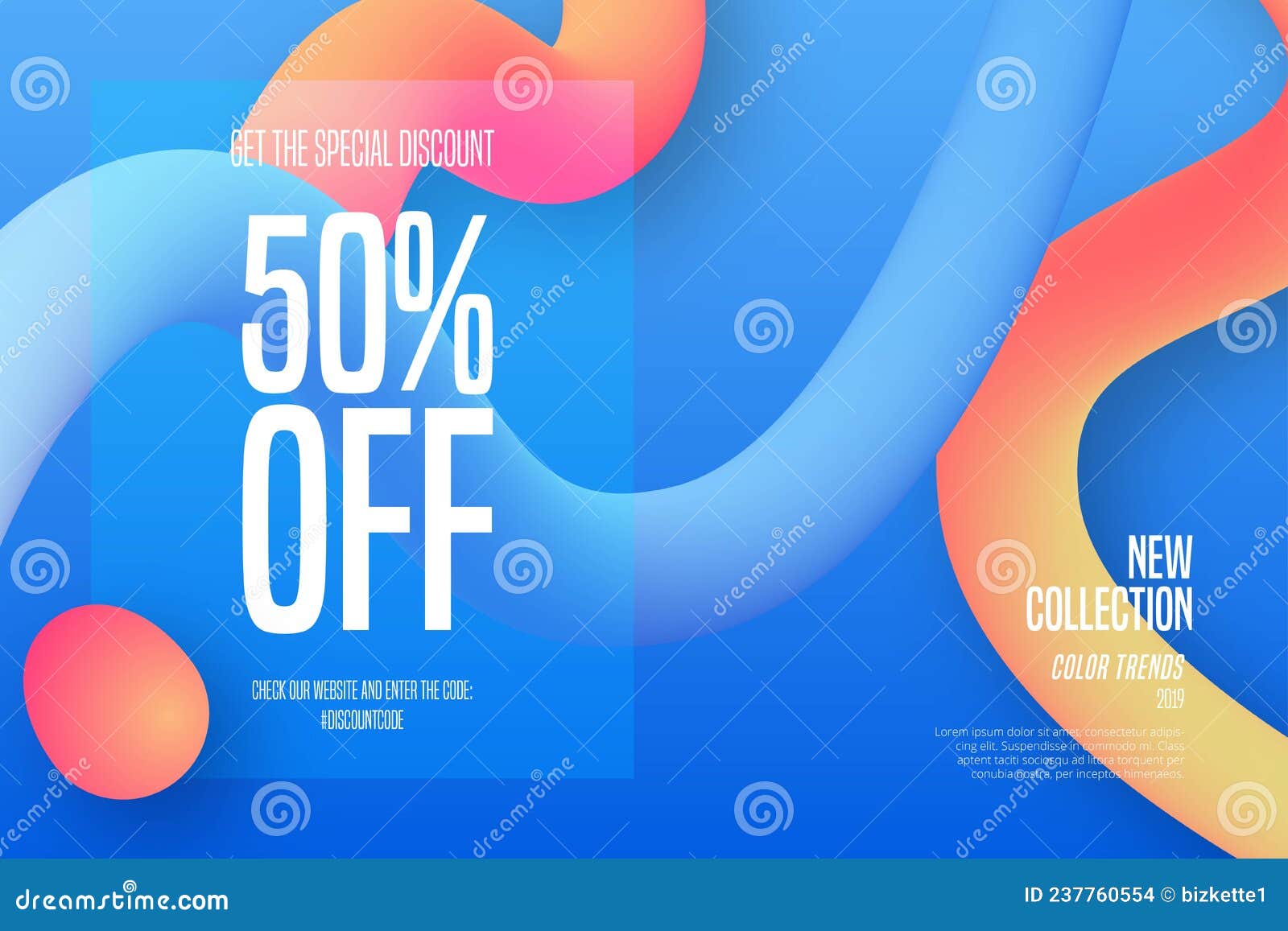 Modern Sale Banner Template with Fluid Shapes Vector Illustration Stock