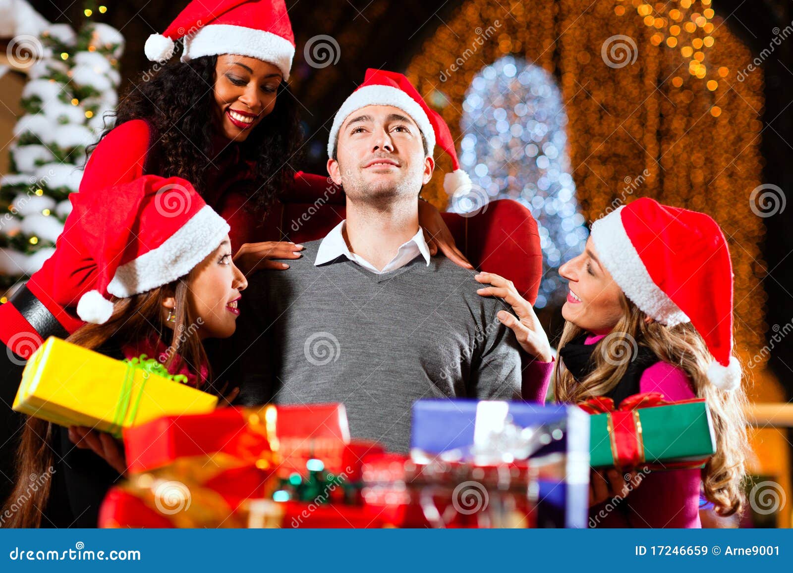 Modern Santa Claus in Shopping Mall Stock Image Image of gifts