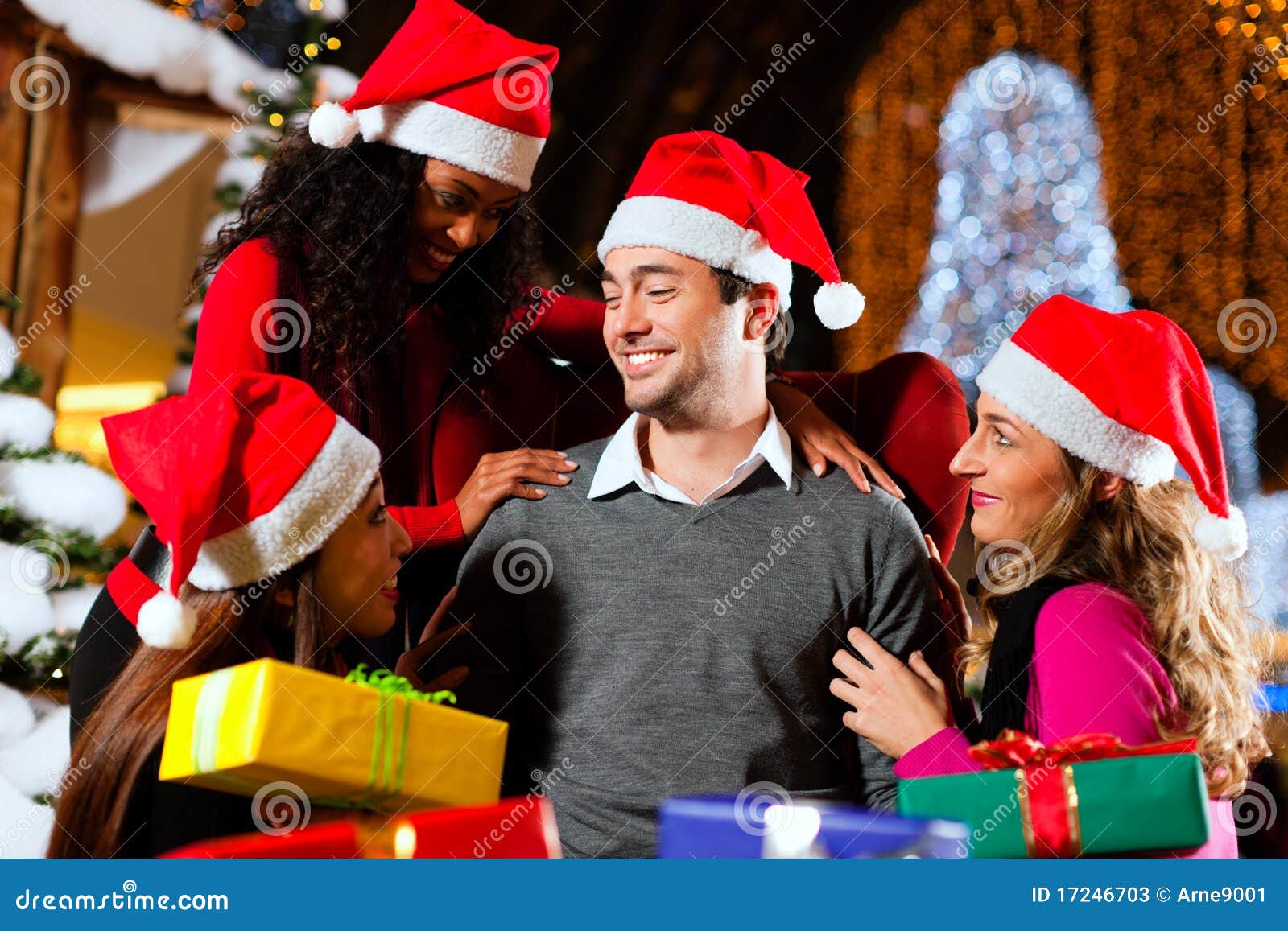 Modern Santa Claus in Shopping Mall Stock Image Image of cheerful