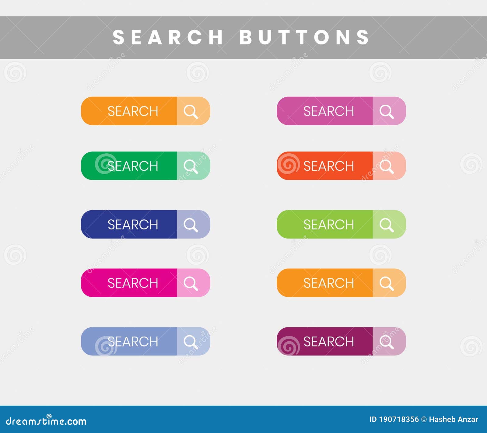 Modern Search Button Colorful Set Vector. Search Buttons for  and UI
