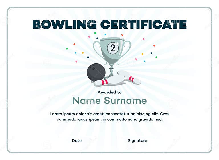 Modern Second Place Bowling Certificate Diploma with a Silver Winning ...