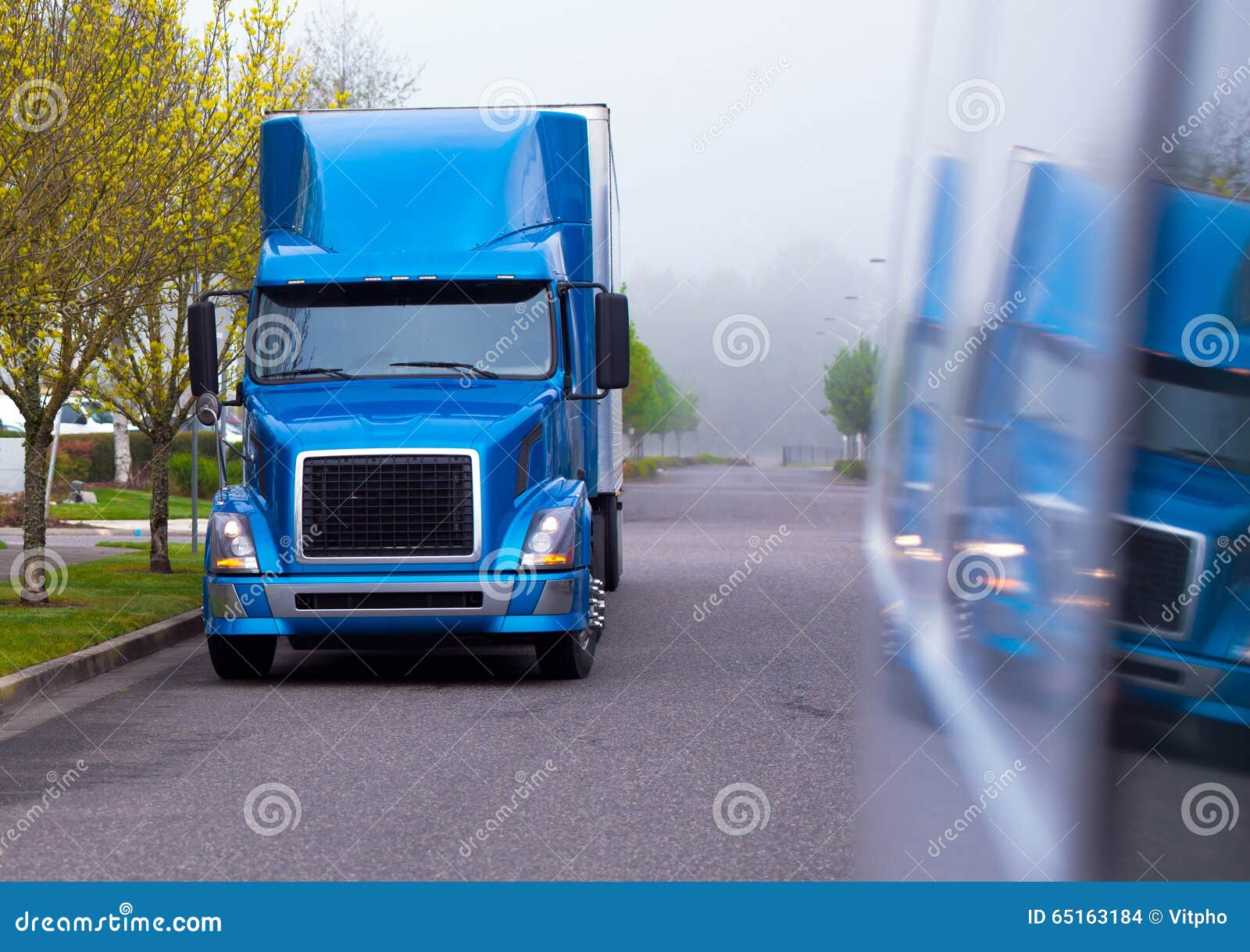 Modern Semi Truck Blue Shiny Color of Professional Big Rig Stock Photo - Image of highway, haul