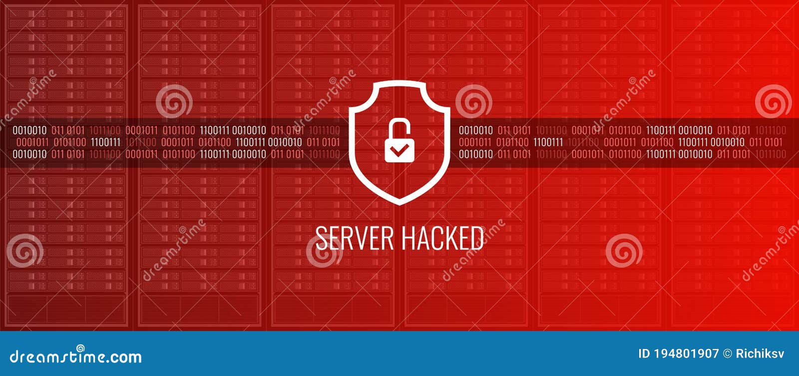 Modern Server Hacked. Vector Stock Vector Illustration of concept