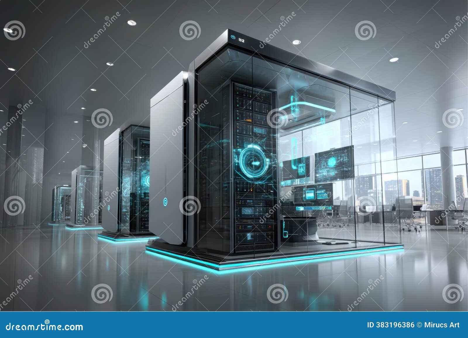 Modern Server Room Features Multiple Computer Servers Inside Glass  Enclosures at Data Center Stock Photo - Image of digital, room: 383196386, image size:1600x1157