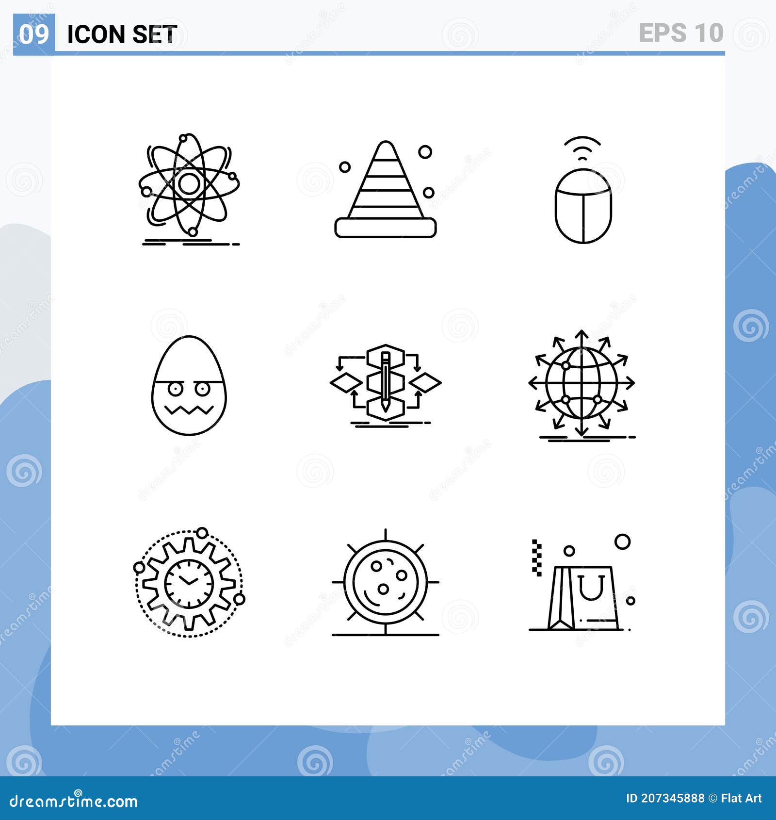 modern set of 9 outlines and s such as algorithm, easter, road, decoration, computer