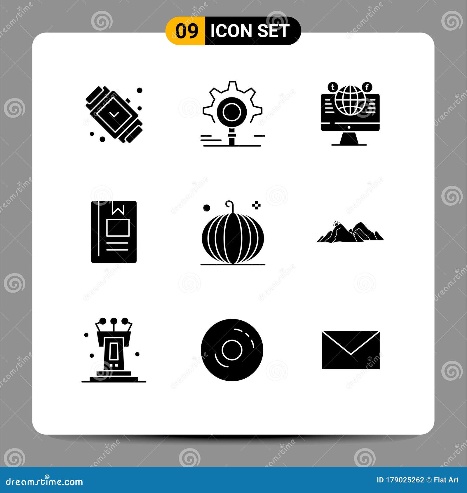 Modern Set Of 9 Solid Glyphs Pictograph Of Learning Education Setting Book Social Media Stock Vector Illustration Of Scene Gear