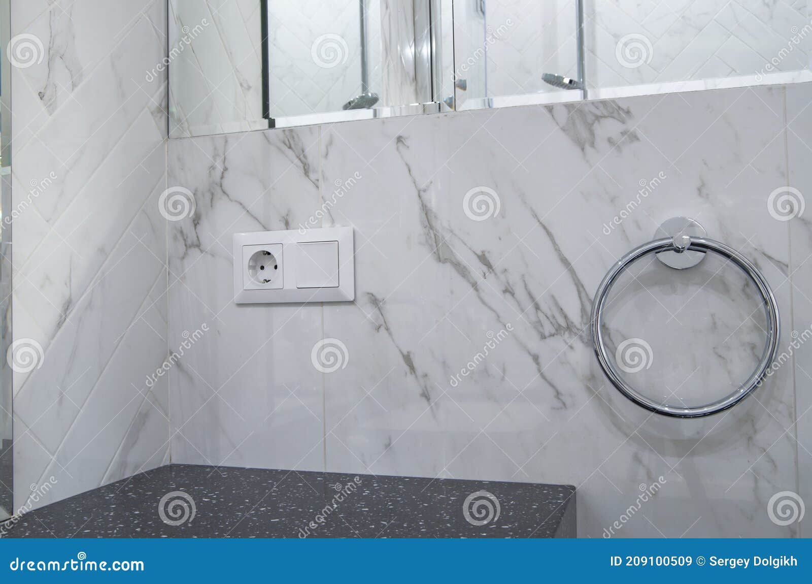 Modern Shower with Light Switch in the Bathroom Stock Image Image of