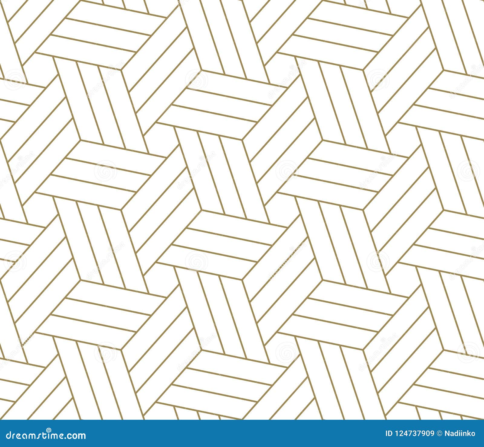 Modern Simple Geometric Vector Seamless Pattern with Gold Line