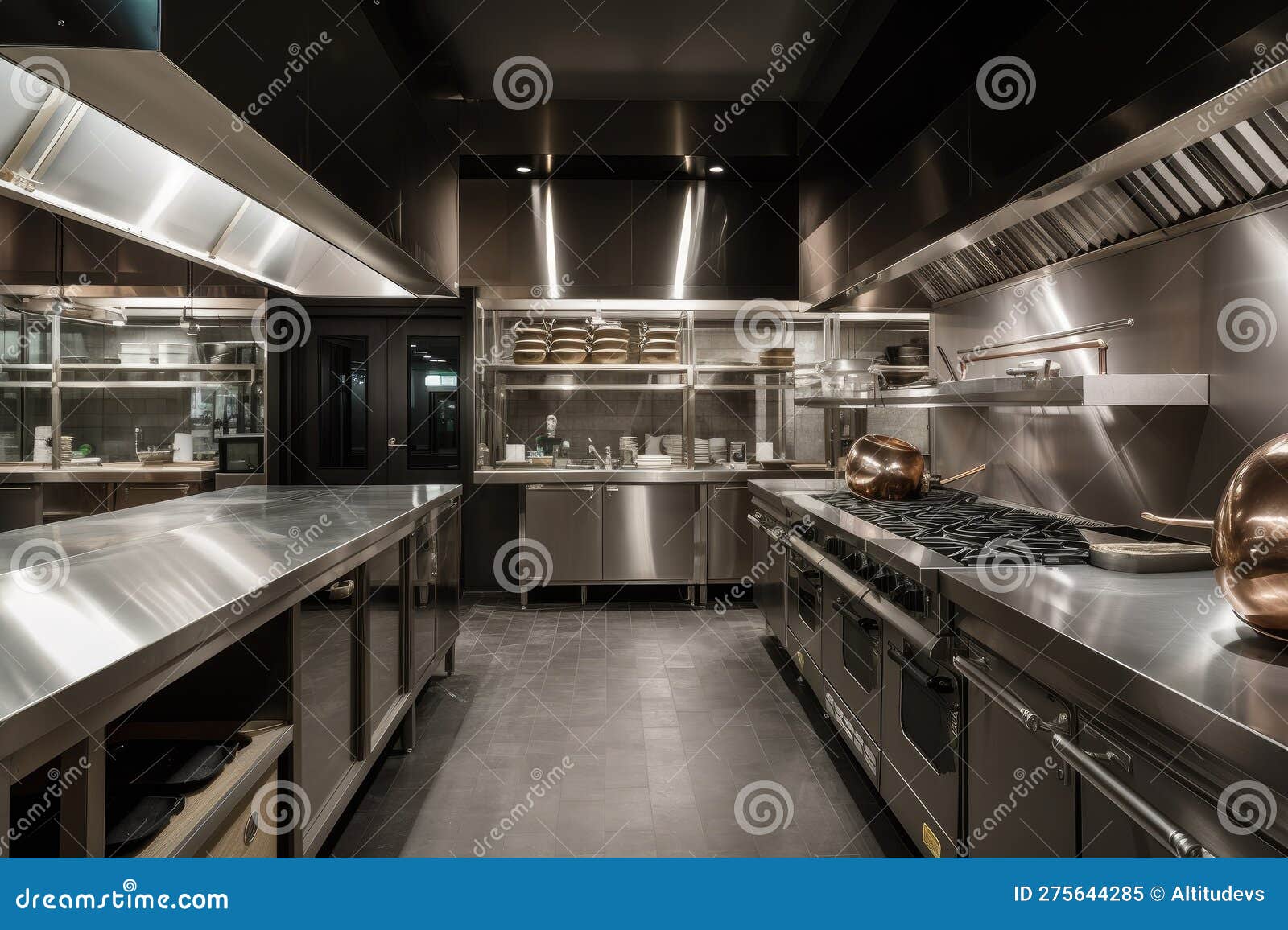 Modern, Sleek Kitchen with Industrial Touches for Highend Restaurant