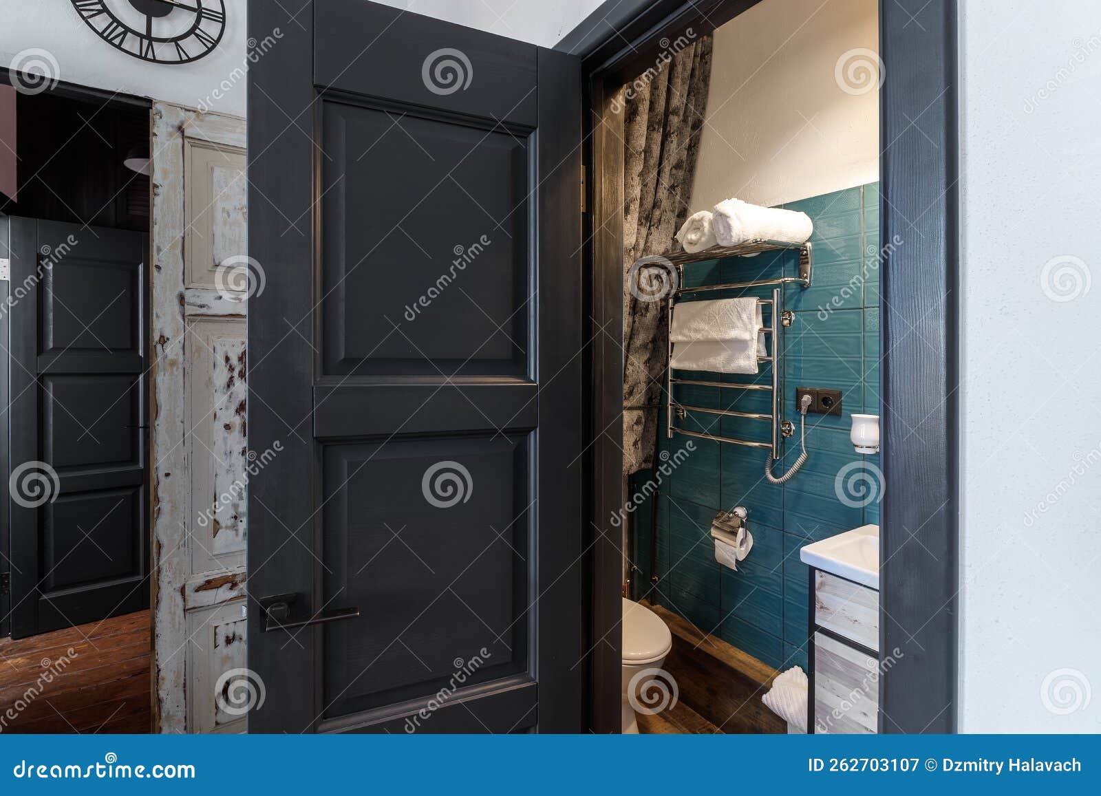 Modern Small Bathroom Interior Design. Blue Style Stock Image Image