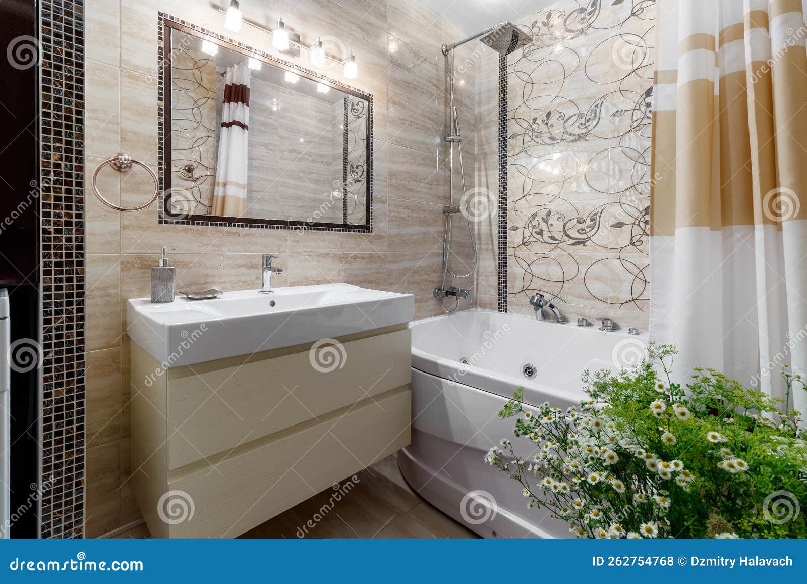 Modern Small Bathroom Interior Design. Bright Style Stock Photo Image