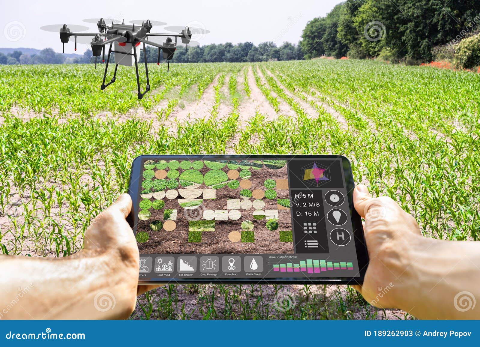 modern smart farming agriculture technology at farm