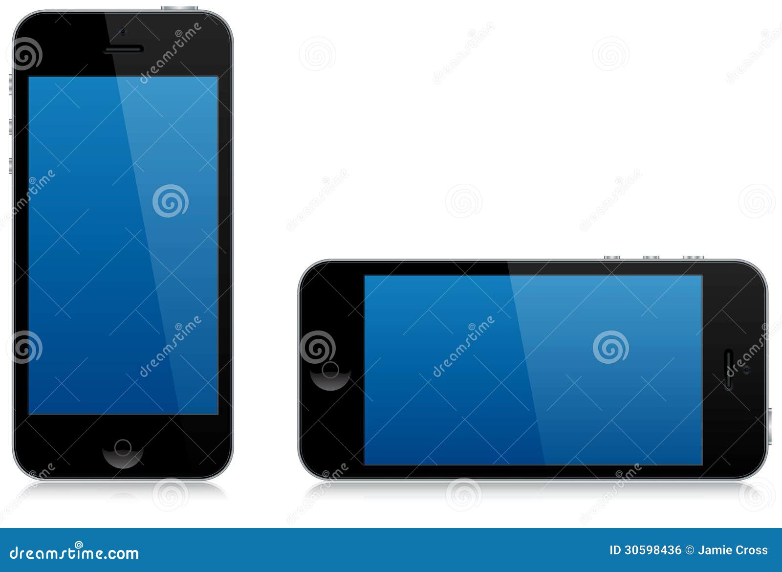 Modern Smart Phone Landscape And Portrait Isolated Stock Photo Image