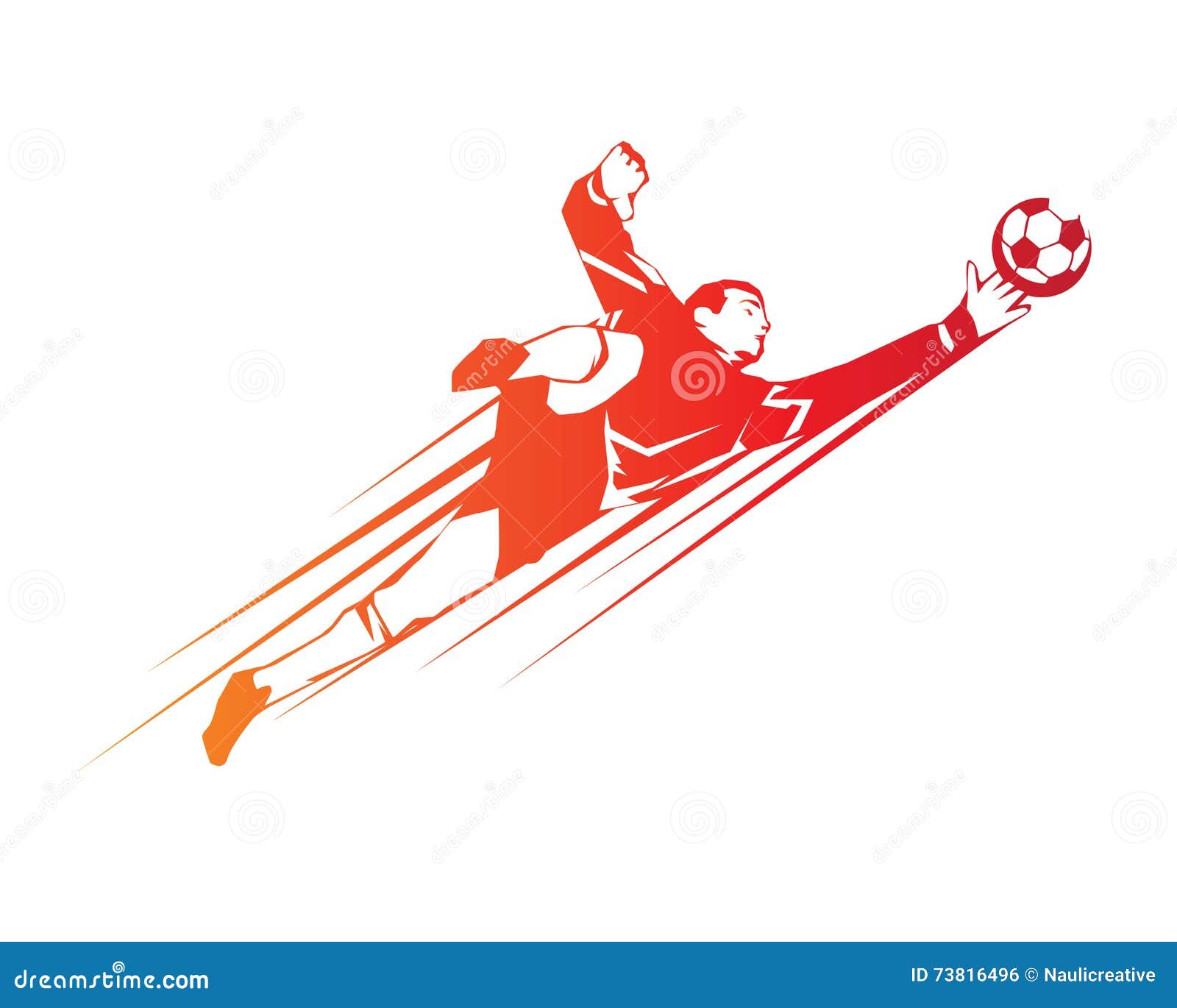 Modern Soccer Player in Action Logo Save by the Goalkeeper Stock