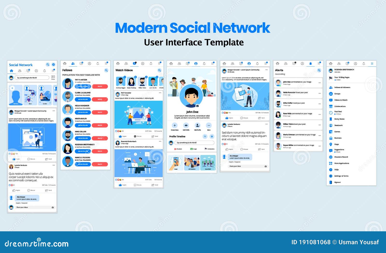 Modern Social Network Facebook User Interface Template Stock Vector Illustration Of Cover Internet 191081068