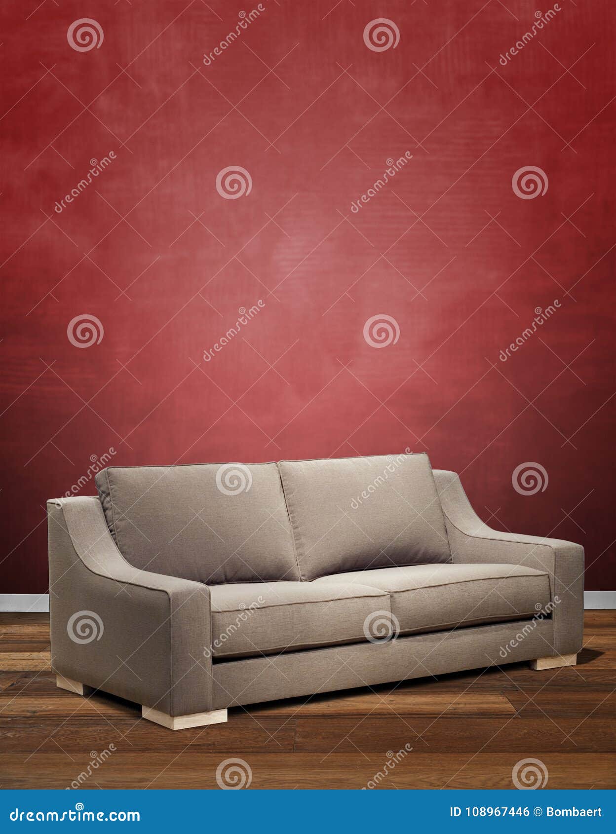 Modern Sofa Against Textured Red Wall Stock Photo Image of instant