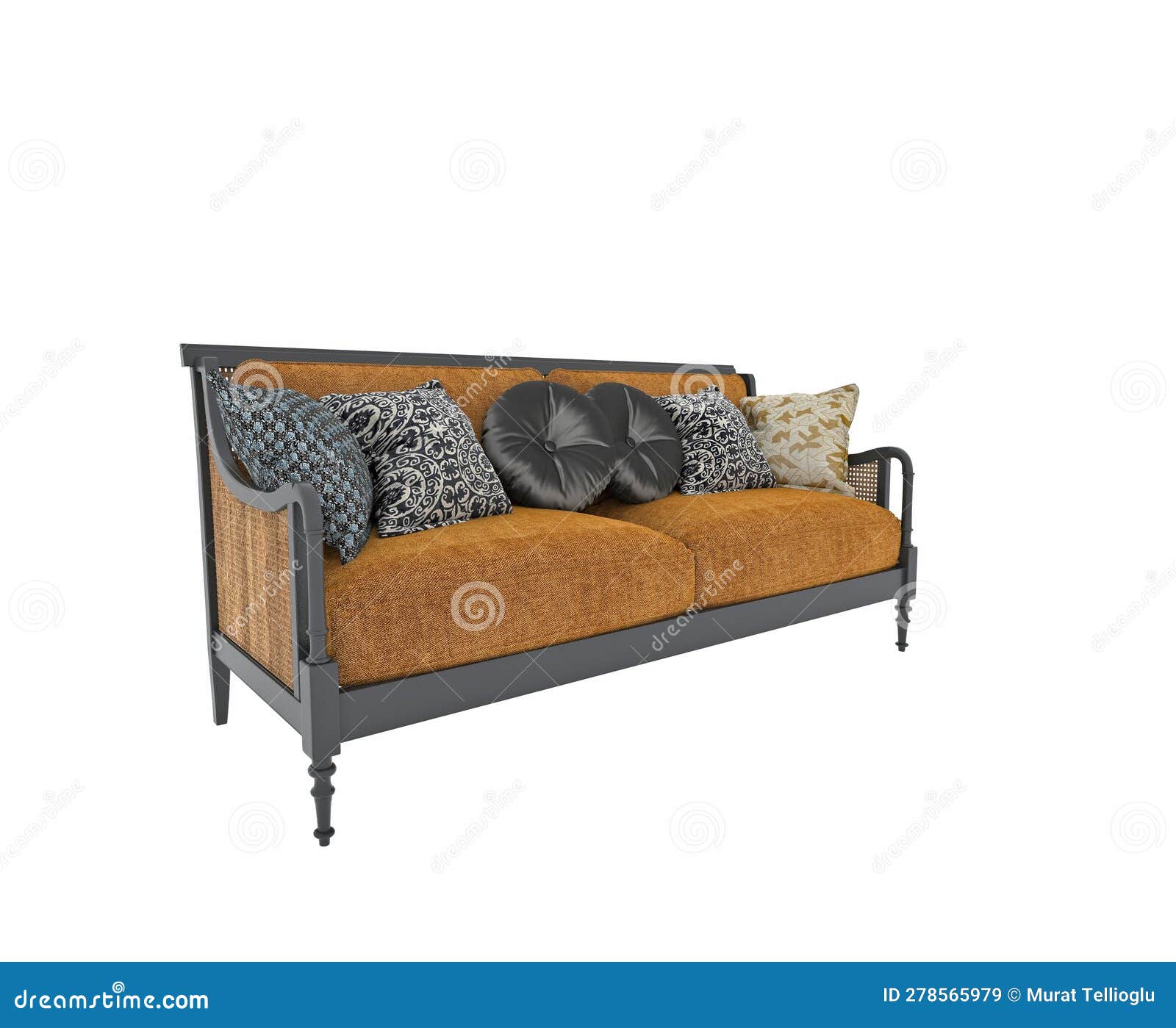 Modern Sofa, Triple Seat. 3d Rendering Stock Illustration